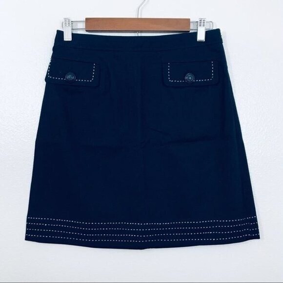 Brooks Brothers A-Line Skirt Womens 4 Nautical Blanket Stitched Navy Blue Career - Picture 1 of 15